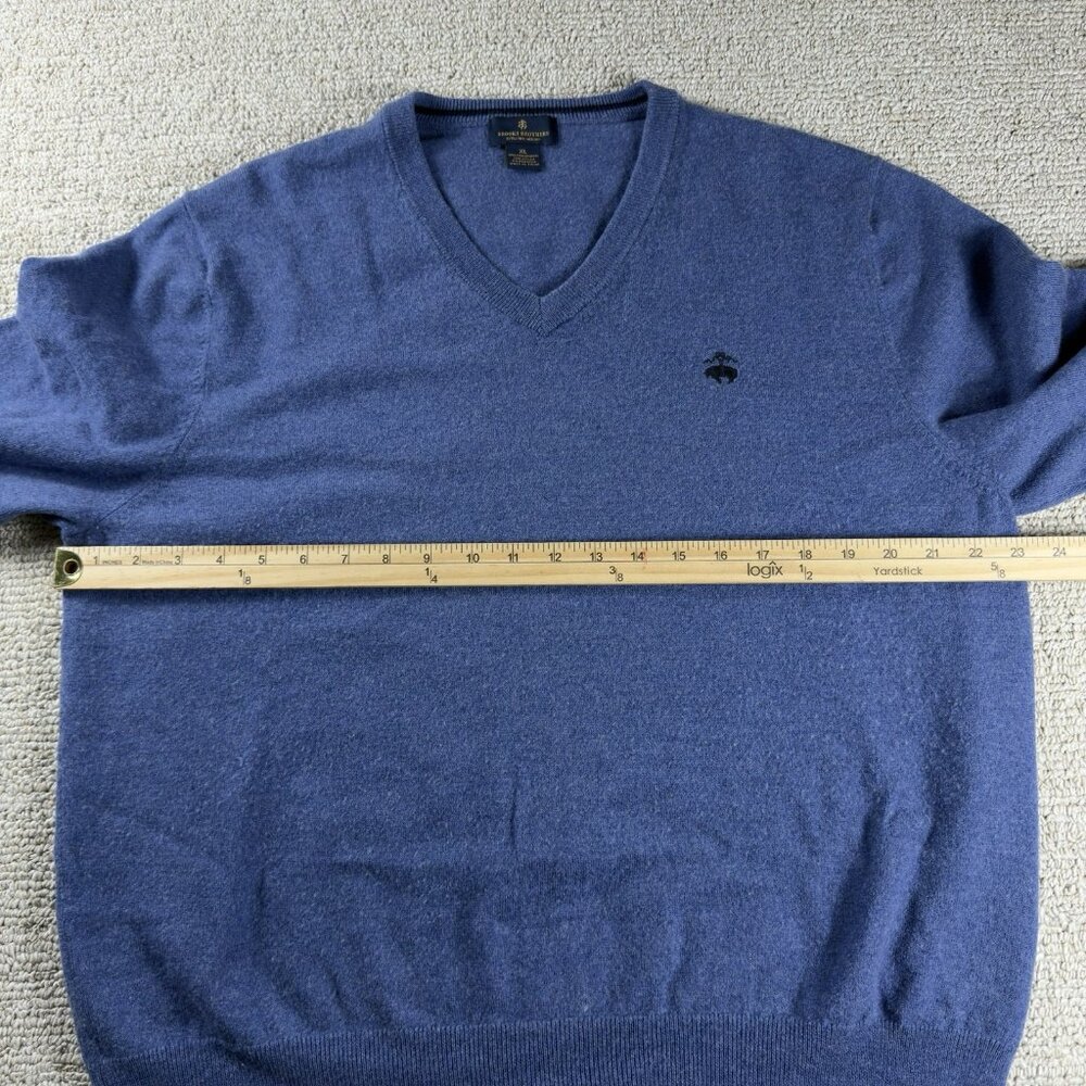 Brooks Brothers Extra Fine Merino Wool V-Neck Sweater Blue Men’s Size XL - Picture 5 of 8